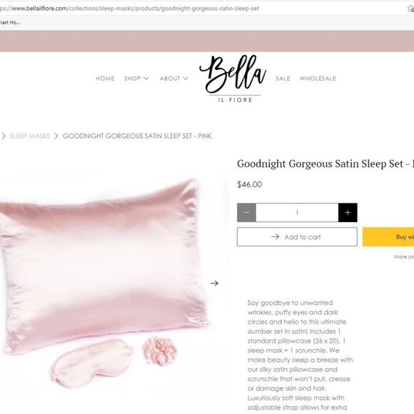 Bella il Fiore Satin Sleep Set Goodnight Gorgeous - Picture 3 of 4